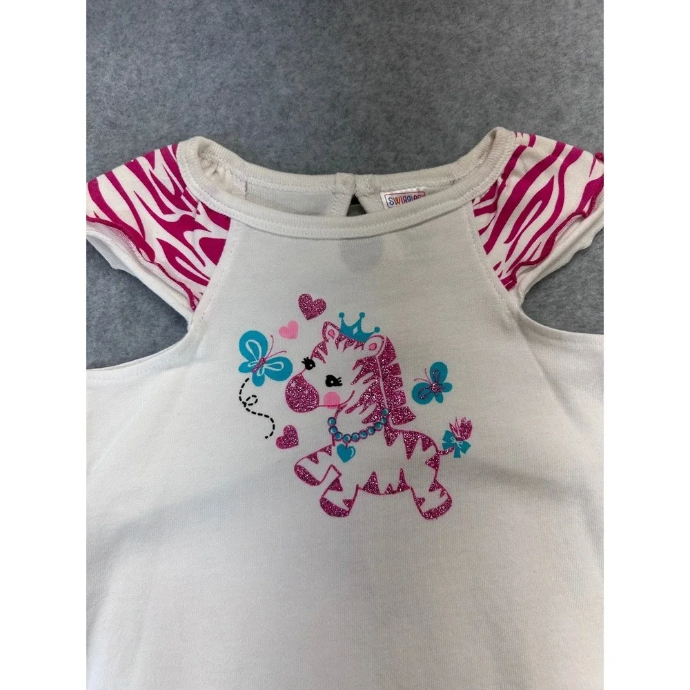 Zebra Graphic Toddler Pink Swiggles Shorts Set Glitter Lettuce Edge 18M